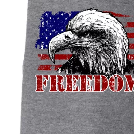 Bald Eagle Distressed USA Flag Freedom 4th of July Doggie 3-End Fleece Hoodie