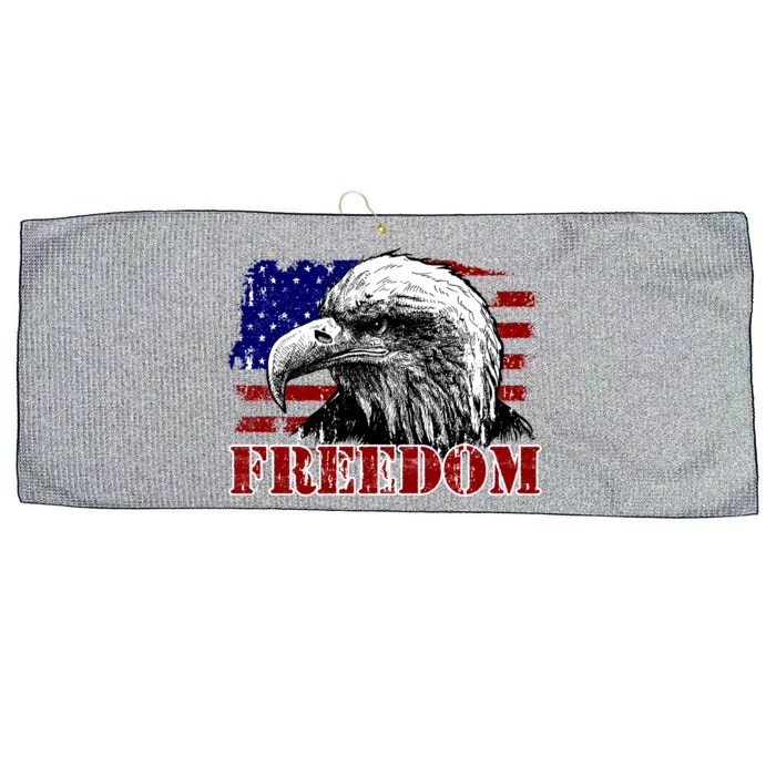 Bald Eagle Distressed USA Flag Freedom 4th of July Large Microfiber Waffle Golf Towel