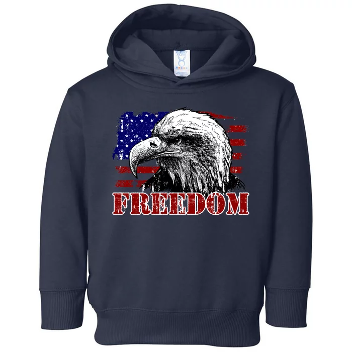 Bald Eagle Distressed USA Flag Freedom 4th of July Toddler Hoodie