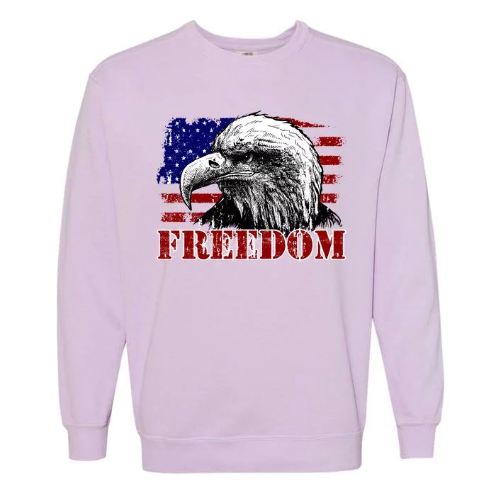 Bald Eagle Distressed USA Flag Freedom 4th of July Garment-Dyed Sweatshirt