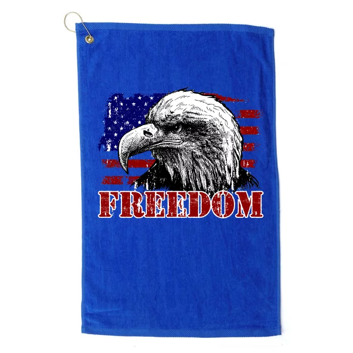 Bald Eagle Distressed USA Flag Freedom 4th of July Platinum Collection Golf Towel