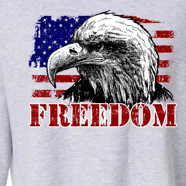 Bald Eagle Distressed USA Flag Freedom 4th of July Cropped Pullover Crew