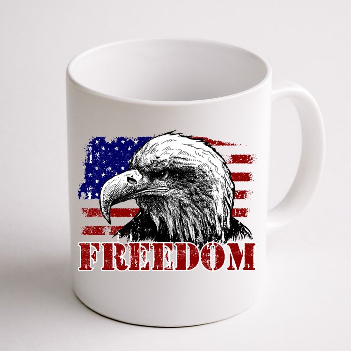 Bald Eagle Distressed USA Flag Freedom 4th of July Front & Back Coffee Mug