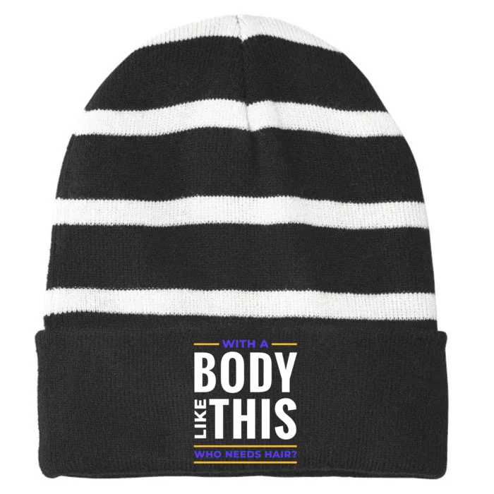 Bald Head Body Funny Striped Beanie with Solid Band