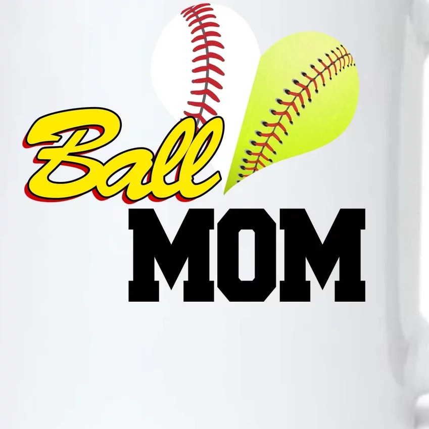 Ball Mom Heart Baseball Fan Black Color Changing Mug