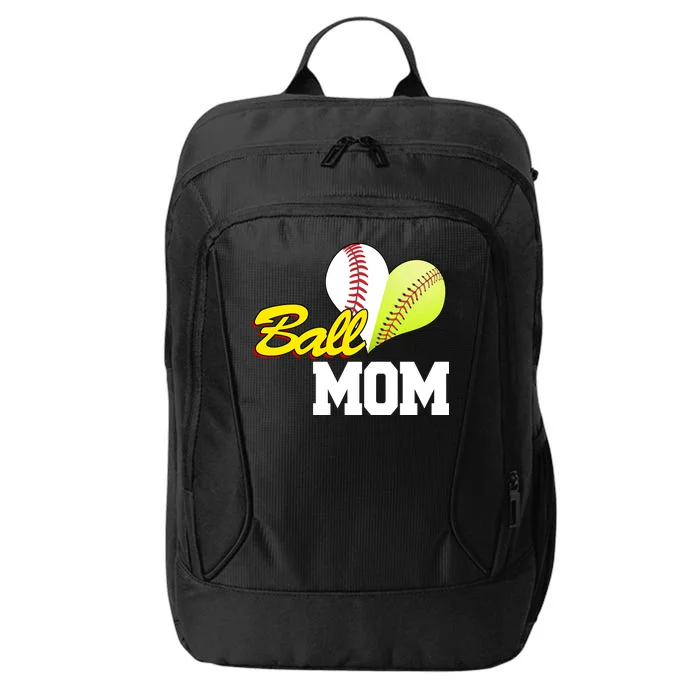 Ball Mom Heart Baseball Fan City Backpack