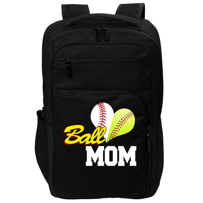 Ball Mom Heart Baseball Fan Impact Tech Backpack