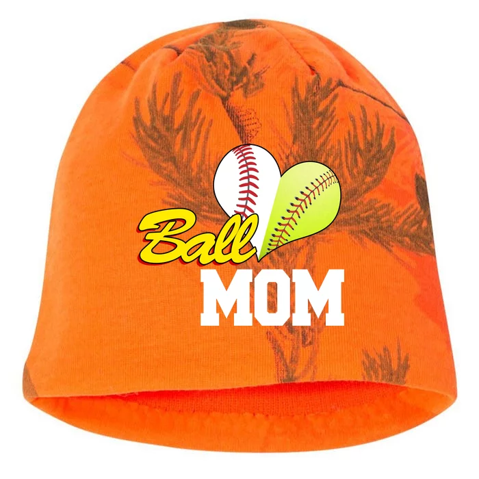 Ball Mom Heart Baseball Fan Kati - Camo Knit Beanie