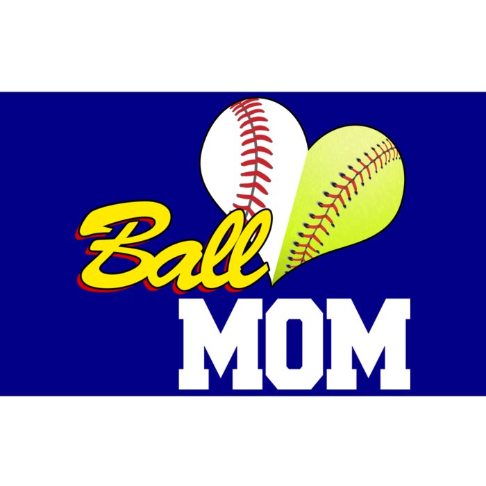 Ball Mom Heart Baseball Fan Bumper Sticker