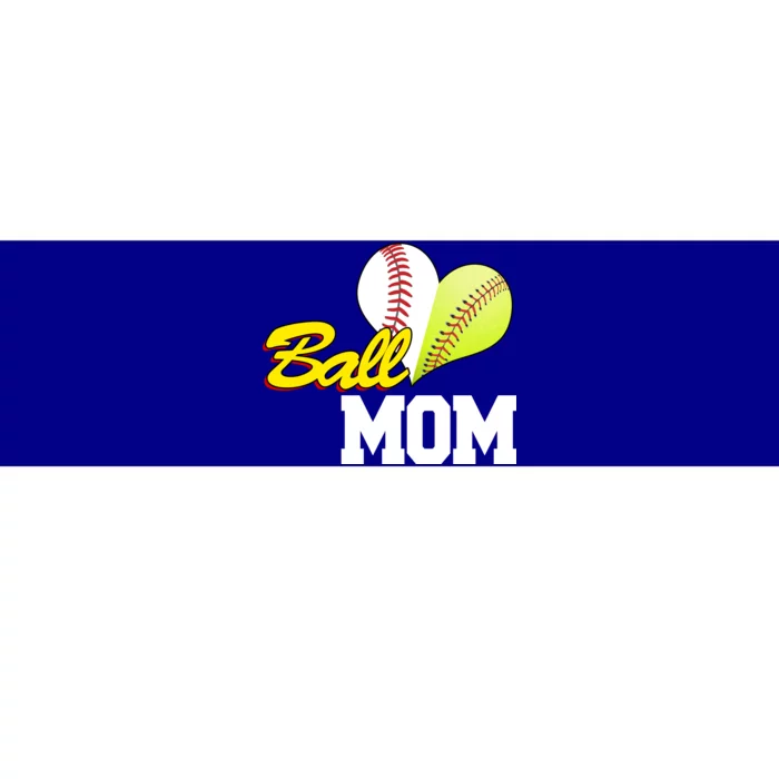 Ball Mom Heart Baseball Fan Bumper Sticker