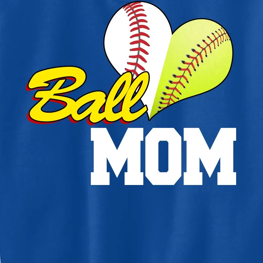 Ball Mom Heart Baseball Fan Kids Sweatshirt