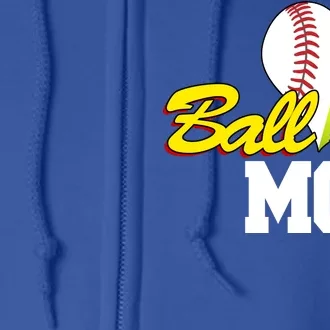 Ball Mom Heart Baseball Fan Full Zip Hoodie