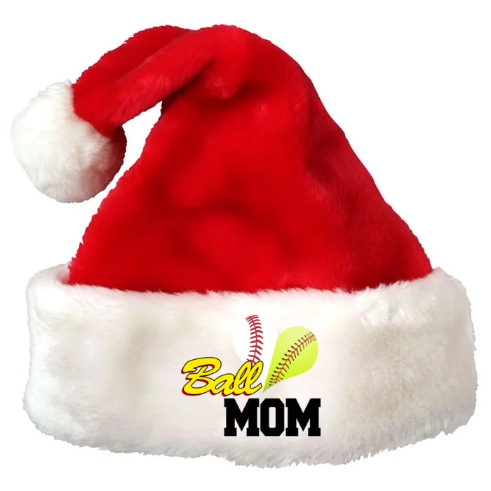 Ball Mom Heart Baseball Fan Premium Christmas Santa Hat