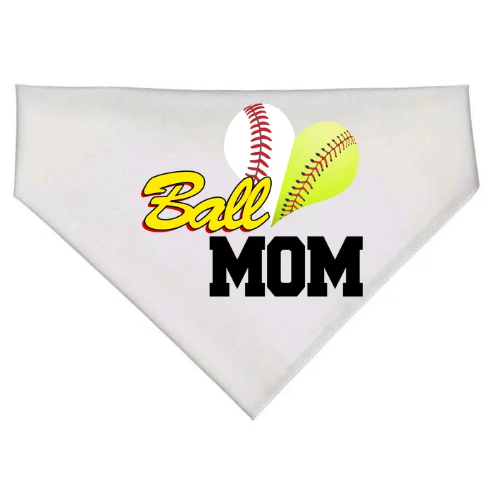 Ball Mom Heart Baseball Fan USA-Made Doggie Bandana