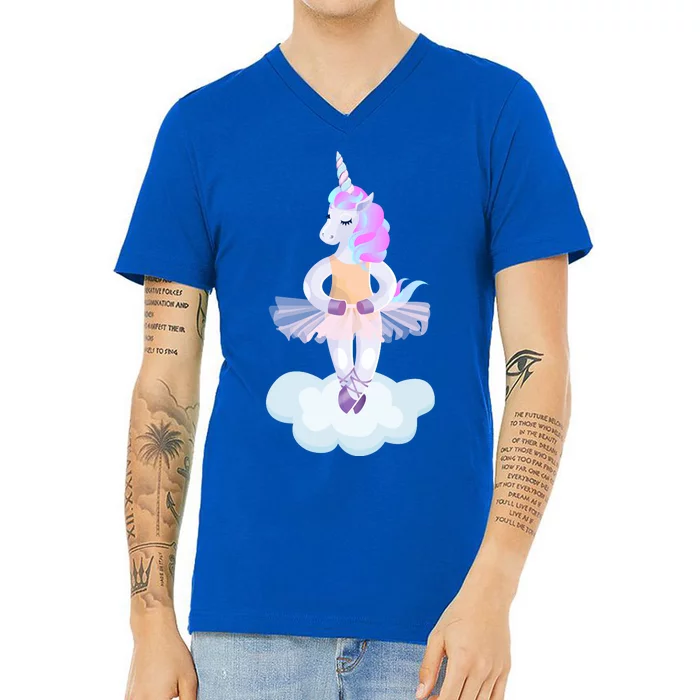 Ballet Dancer Unicorn V-Neck T-Shirt