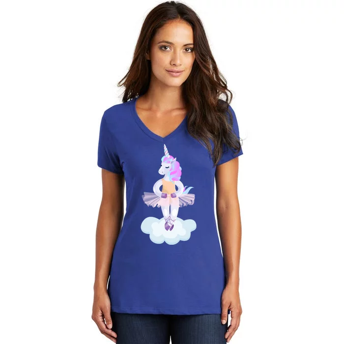 Ballet Dancer Unicorn Women's V-Neck T-Shirt