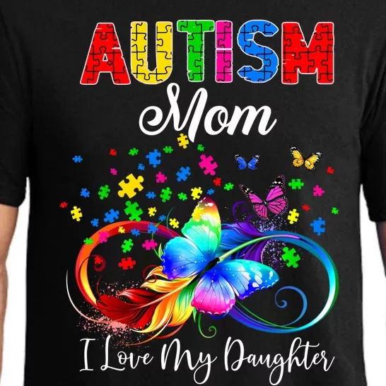 Butterfly Autism Mom I Love My Daughter Support Autistic Cute Gift Pajama Set