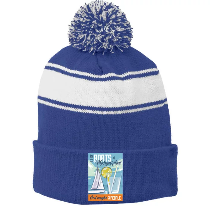 Boats And Margaritas Funny Stripe Pom Pom Beanie