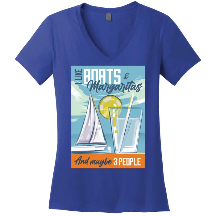 Boats And Margaritas Funny Women's V-Neck T-Shirt