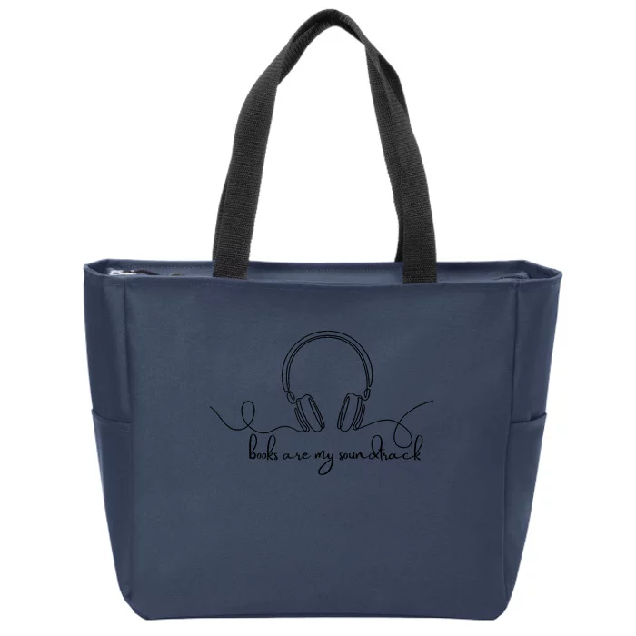 Books Are My Soundtrack Audiobook Lover Headphone Line Art Zip Tote Bag