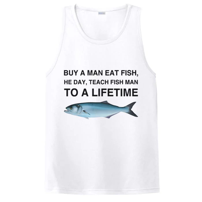 Buy A Man Eat Fish He Day Teach Fish Man To A Lifetime Funny Meme Performance Tank