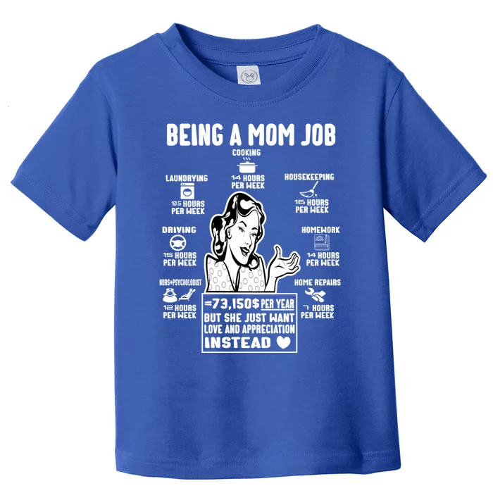 Being A Mom Job Funny Mom For Mothers Day Appreciation Gift Toddler T-Shirt