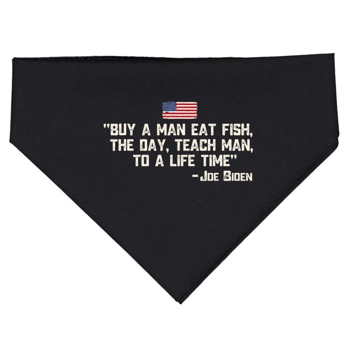 Buy A Man Eat Fish The Day Teach Man Joe Biden Quote USA-Made Doggie Bandana