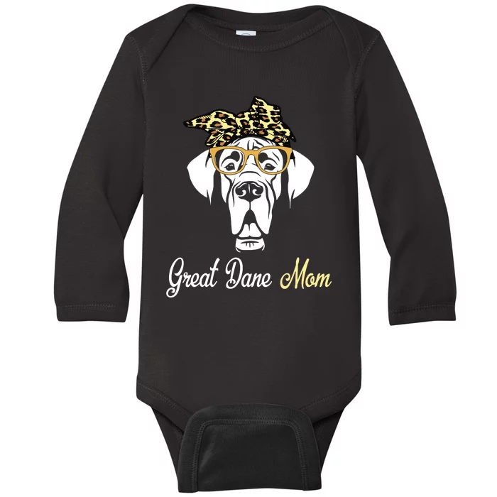 Birthday And Mothers Day Gift Great Dane Mom Baby Long Sleeve Bodysuit