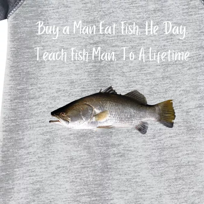 Buy A Man Eat Fish He Day Teach Fish Man To A Lifetime Funny Meme Infant Baby Jersey Bodysuit