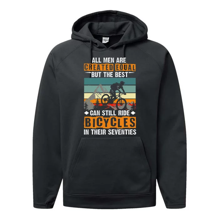 Bike All Me.N Equal But The Best Ride Bicycles Seventies Performance Fleece Hoodie