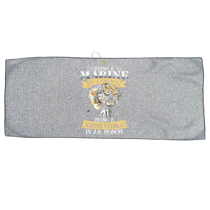 Being A Marine Veteran Is An Honor Large Microfiber Waffle Golf Towel