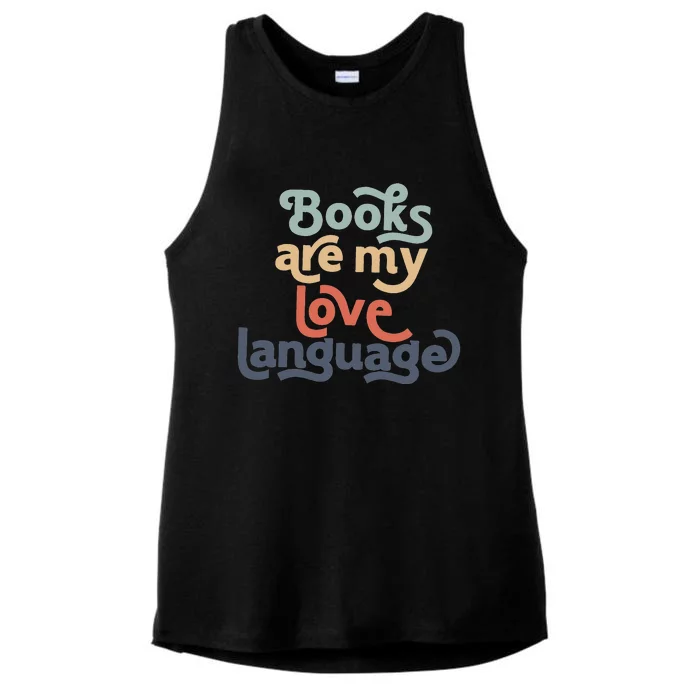 Books Are My Love Language retro Bookworm for Teacher Ladies Tri-Blend Wicking Tank