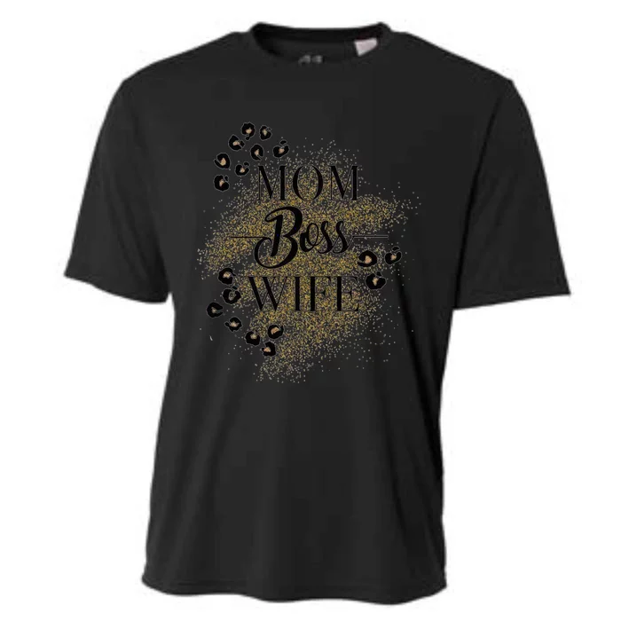 Baby Announcet Mama Leopard Mom And Boss Wife Mother's Day Gift Cooling Performance Crew T-Shirt