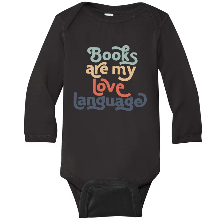 Books Are My Love Language groovy Teacher Baby Long Sleeve Bodysuit