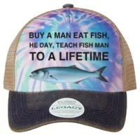 Buy A Man Eat Fish He Day Teach Fish Man To A Lifetime Flat Bill Trucker Hat