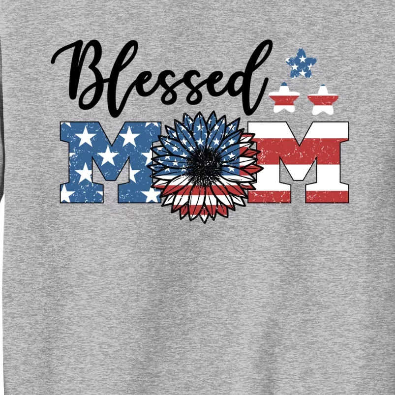 Blessed American Mom Sunflower Red White And Blue Flag Cute Gift Sweatshirt