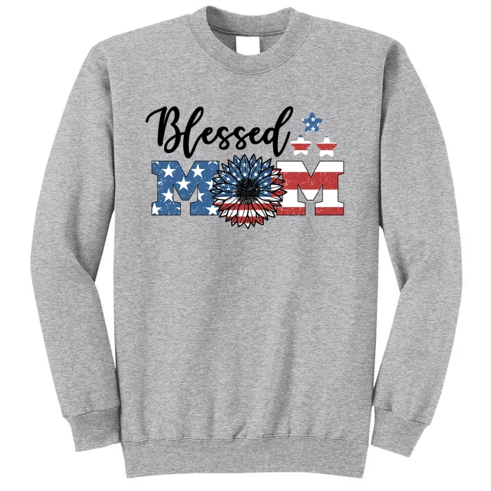 Blessed American Mom Sunflower Red White And Blue Flag Cute Gift Sweatshirt