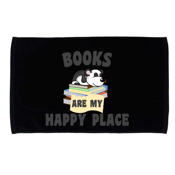 Books Are My Happy Place Funny Panda Bookworm Gift Microfiber Hand Towel