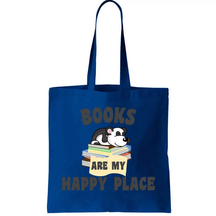 Books Are My Happy Place Funny Panda Bookworm Gift Tote Bag