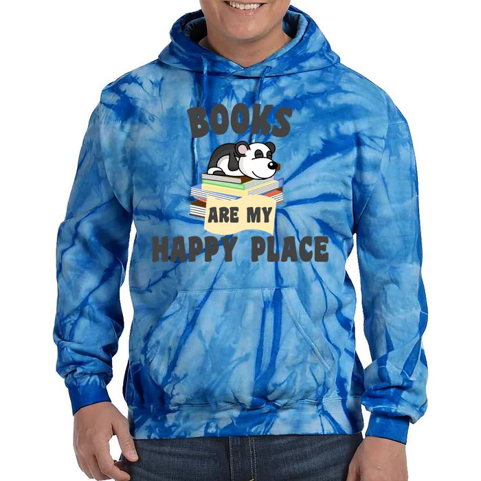 Books Are My Happy Place Funny Panda Bookworm Gift Tie Dye Hoodie