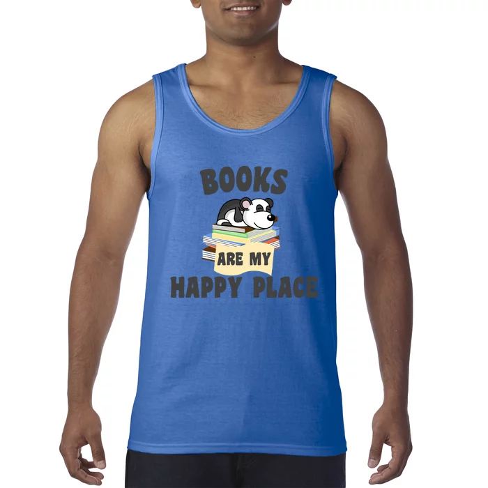 Books Are My Happy Place Funny Panda Bookworm Gift Tank Top