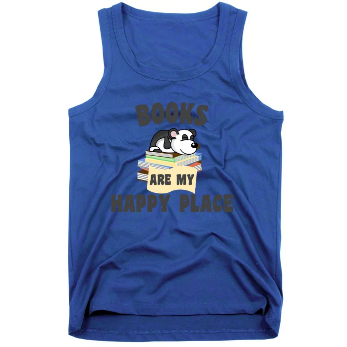 Books Are My Happy Place Funny Panda Bookworm Gift Tank Top