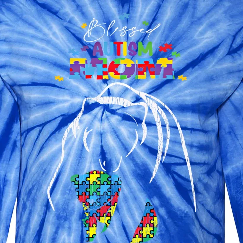 Blessed Autism Mom Mother Autistic Awareness Mama Bear Great Gift Tie-Dye Long Sleeve Shirt