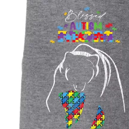 Blessed Autism Mom Mother Autistic Awareness Mama Bear Great Gift Doggie 3-End Fleece Hoodie