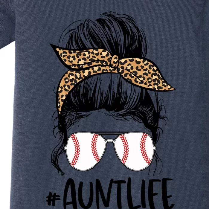 Baseball Aunt Messy Bun Auntie Life Messy Bun Mothers Day Gift Baby Bodysuit