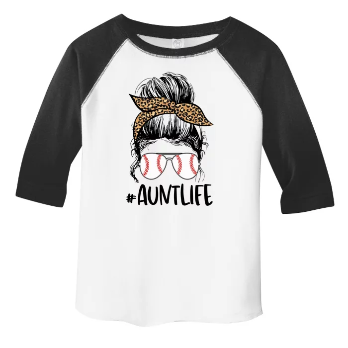 Baseball Aunt Messy Bun Auntie Life Messy Bun Mothers Day Gift Toddler Fine Jersey T-Shirt