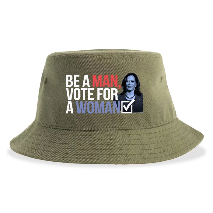 Be A Man Vote For A Woman Vote For Kamala Harris 2024 Sustainable Bucket Hat