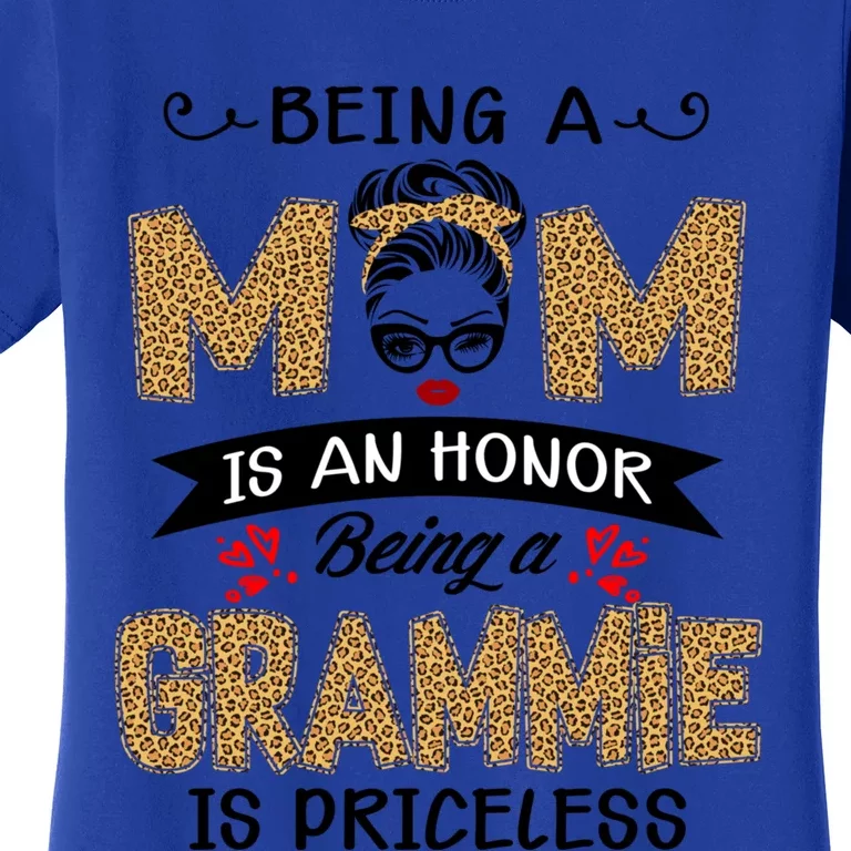 Being A Mom Is An Honor Being A Grammie Is Priceless Leopard Great Gift Women's T-Shirt