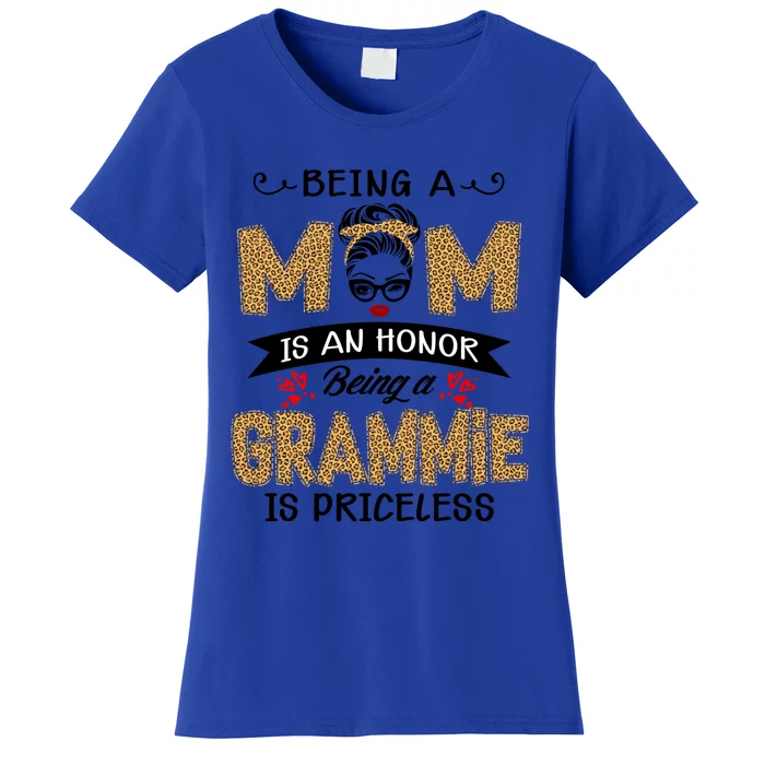 Being A Mom Is An Honor Being A Grammie Is Priceless Leopard Great Gift Women's T-Shirt