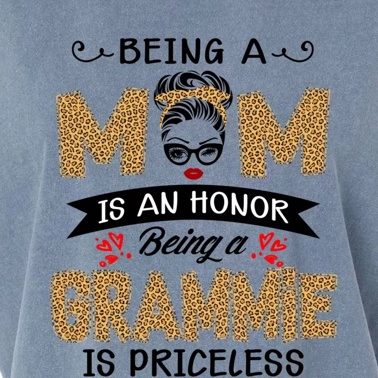 Being A Mom Is An Honor Being A Grammie Is Priceless Leopard Great Gift Garment-Dyed Women's Muscle Tee